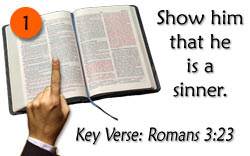 The first step in leading a person to Christ is to show him from God's Word that he is a sinner