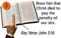 Show him that Christ died to pay the penalty for our sins