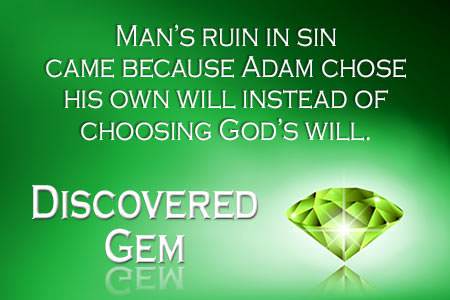 Man's ruin in sin came because Adam chose his own will instead of choosing God's will.