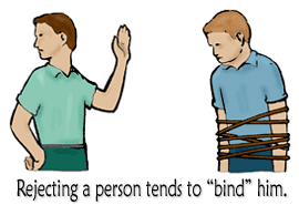 Rejecting a person tends to "bind" him