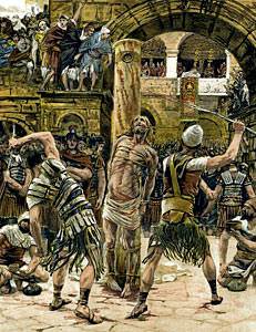 Jesus was beaten with a whip made of many leather strips.