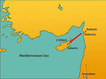 Barnabas takes John Mark and heads toward Cyprus