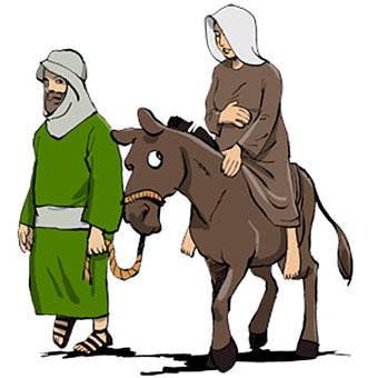 Mary rode on a donkey. Joseph walked beside her, leading the way.