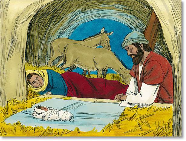 Joseph made a cozy bed of hay for him in the animal’s feeding trough