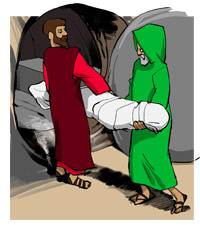 Ils placèrent ensuite le corps de Jésus dans un sépulcre neuf creusé dans une colline.