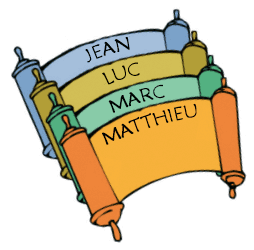 les « Évangiles » et portent les noms des quatre hommes que Dieu a choisis pour les écrire : Matthieu, Marc, Luc et Jean