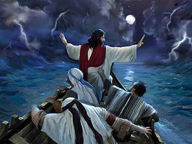 Jesus stood up and spoke to the wind and the waves saying, "Be still!"