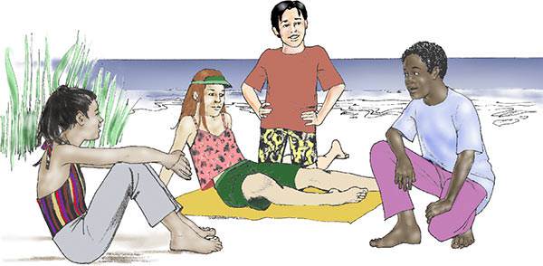 The next morning, when breakfast was over, Steven and Randy found Maria and Susan at the beach.