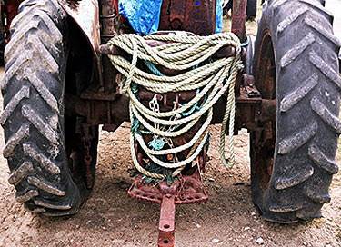 heavy rope and the tractor
