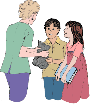 She gave Randy a paper sack of warm doughnuts and handed Debbie a puzzle book