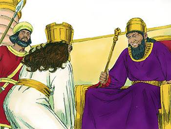 Esther is given permission to approach the king