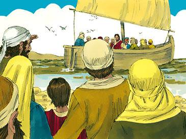 One day Jesus and His friends got into a boat.