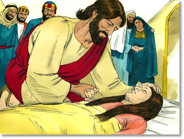 Jesus went over to the bed