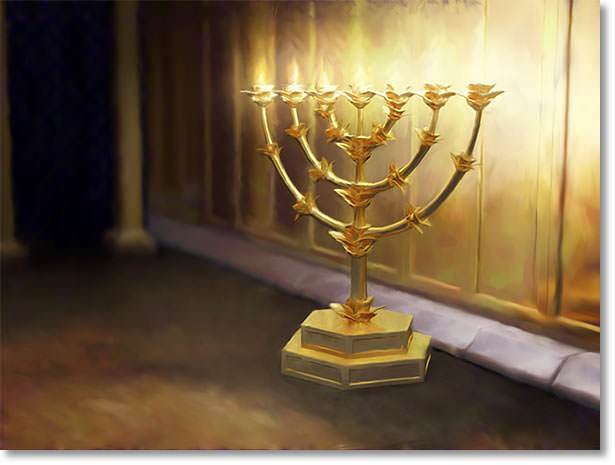 There was a golden stand which held seven golden lamps.