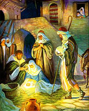 The shepherds crept softly into the stable and knelt down beside the manger
