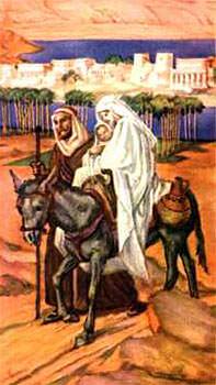 When all was ready Joseph helped her on to the donkey’s back, and away they started