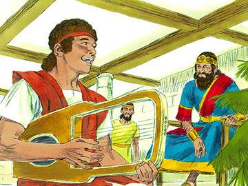 how he played his harp and sang to King Saul