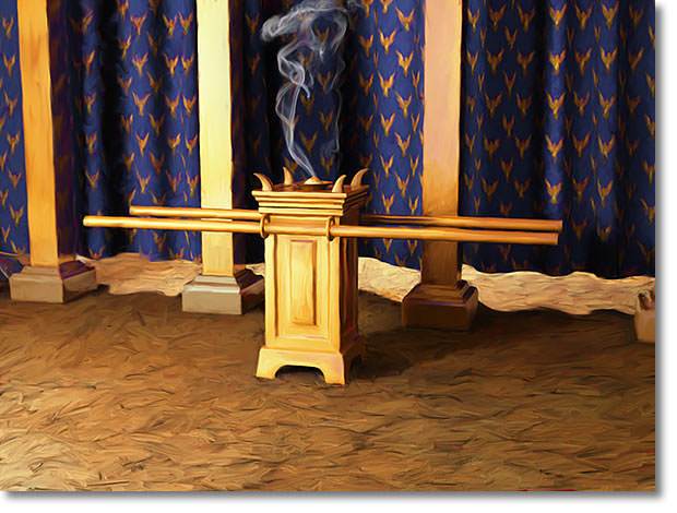 The Altar of Incense stood in the Holy Place, in front of the entrance into the Holy of Holies.