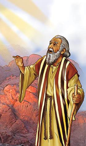 Luego Dios hizo que Su Gloria pasara cerca de Moisés. (graphic by Stephen Bates)