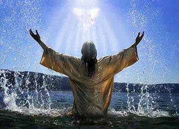 Durante su bautismo se abrieron los cielos y el Espíritu Santo bajó sobre Él en forma de paloma.