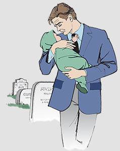 Una noche, este joven padre, con su corazón lleno de tristeza, tomó a su bebé en sus brazos y condujo su auto hasta el cementerio.