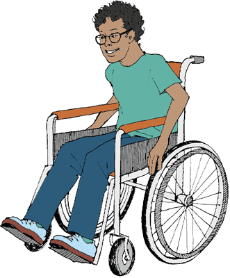 Roberto sentando en una silla de ruedas