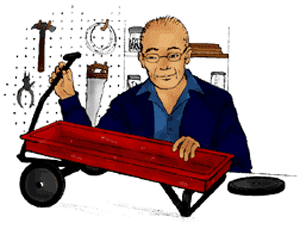 Grandad fixing the wagon