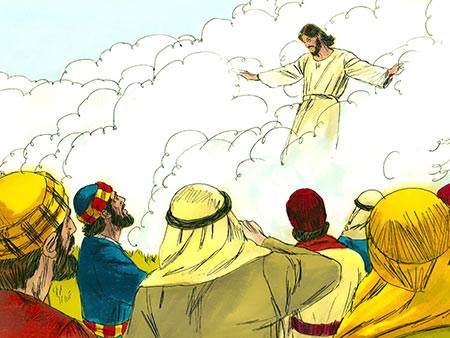 Jesus blessed His disciples, and, as they watched, He went up, up, up into the sky