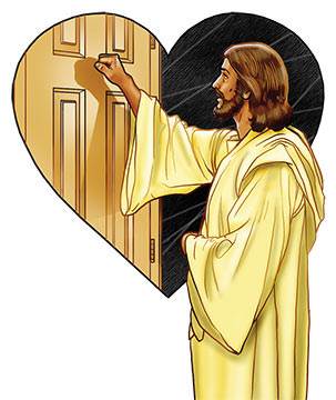 The Lord Jesus is knocking at your heart's door. (graphic by Stephen Bates)