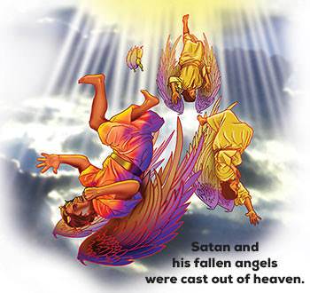 Satan and his fallen angels were cast out of heaven (illustration by Stephen Bates)
