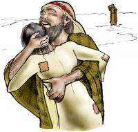 When the prodigal son returned, his father saw him while he was yet a great distance away. He ran and fell on his neck and kissed him.