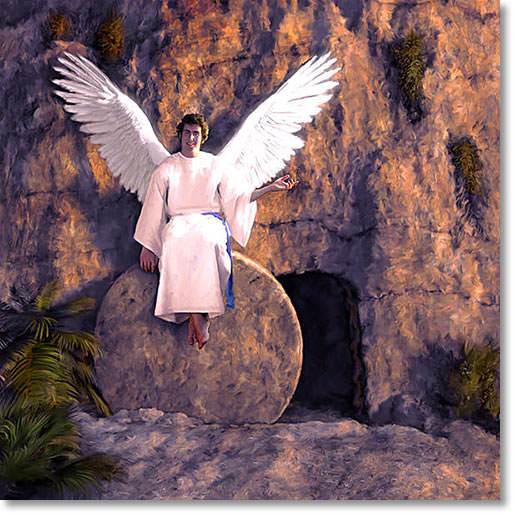When the three women arrived at the tomb, they found that the stone had been rolled away; and an angel spoke to them.