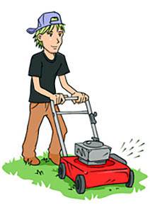 guy mowing an elderly neighbor's lawn