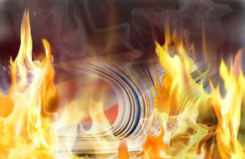 the flames devour the magazine's pages