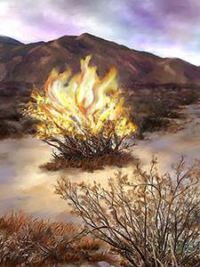 Moses was in the wilderness tending sheep when God appeared to him in a burning bush.